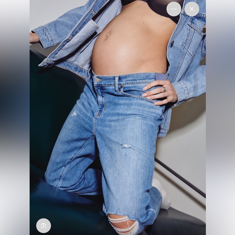 Hatch Women’s Maternity Under the Belly Classic Boyfriend Blue Straight Jeans